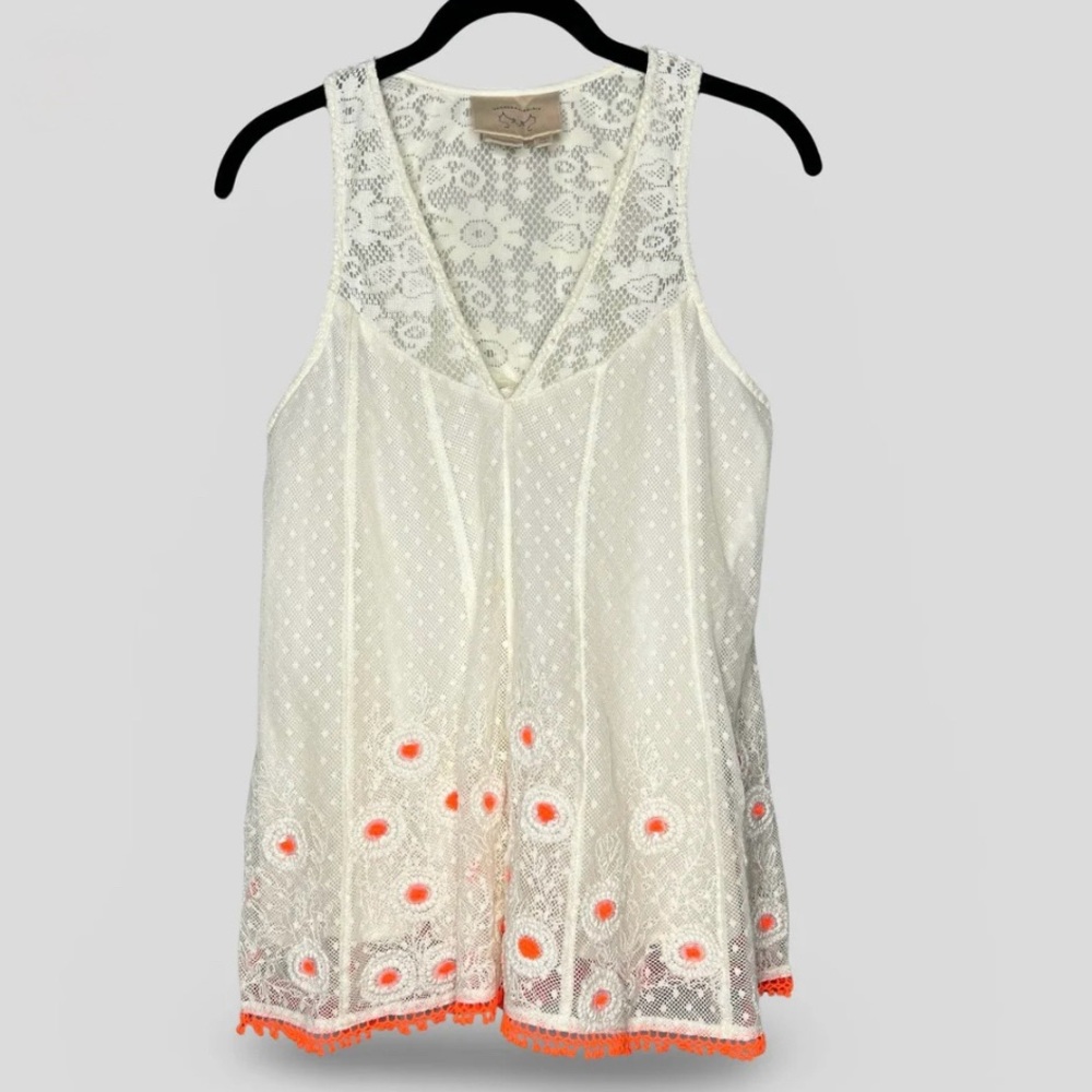 Anthropologie Vanessa Virginia Lace Embellished Tank Size 10